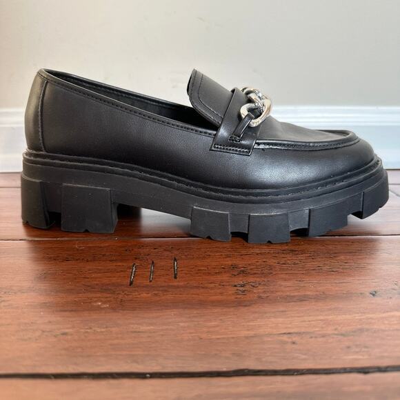 No Boundaries Chunky Heeled Lug Sole Platform Loafers Preppy Academia Gothic 9 - Picture 2 of 9